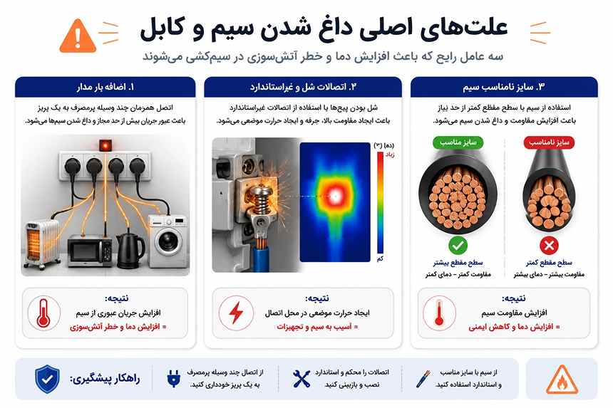 بررسی حرارت سیم برق و خطرات سوختگی عایق